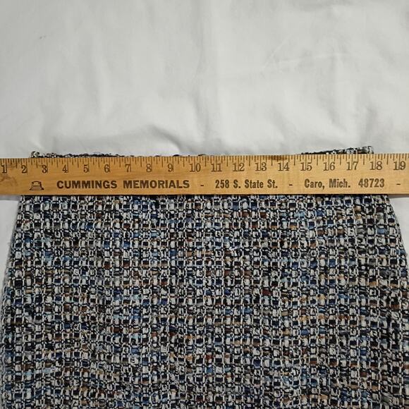 Talbots 8 Wool Blend Knee Length Grey/Multicolor Geometric Plaid Skirt Lined - Picture 7 of 10